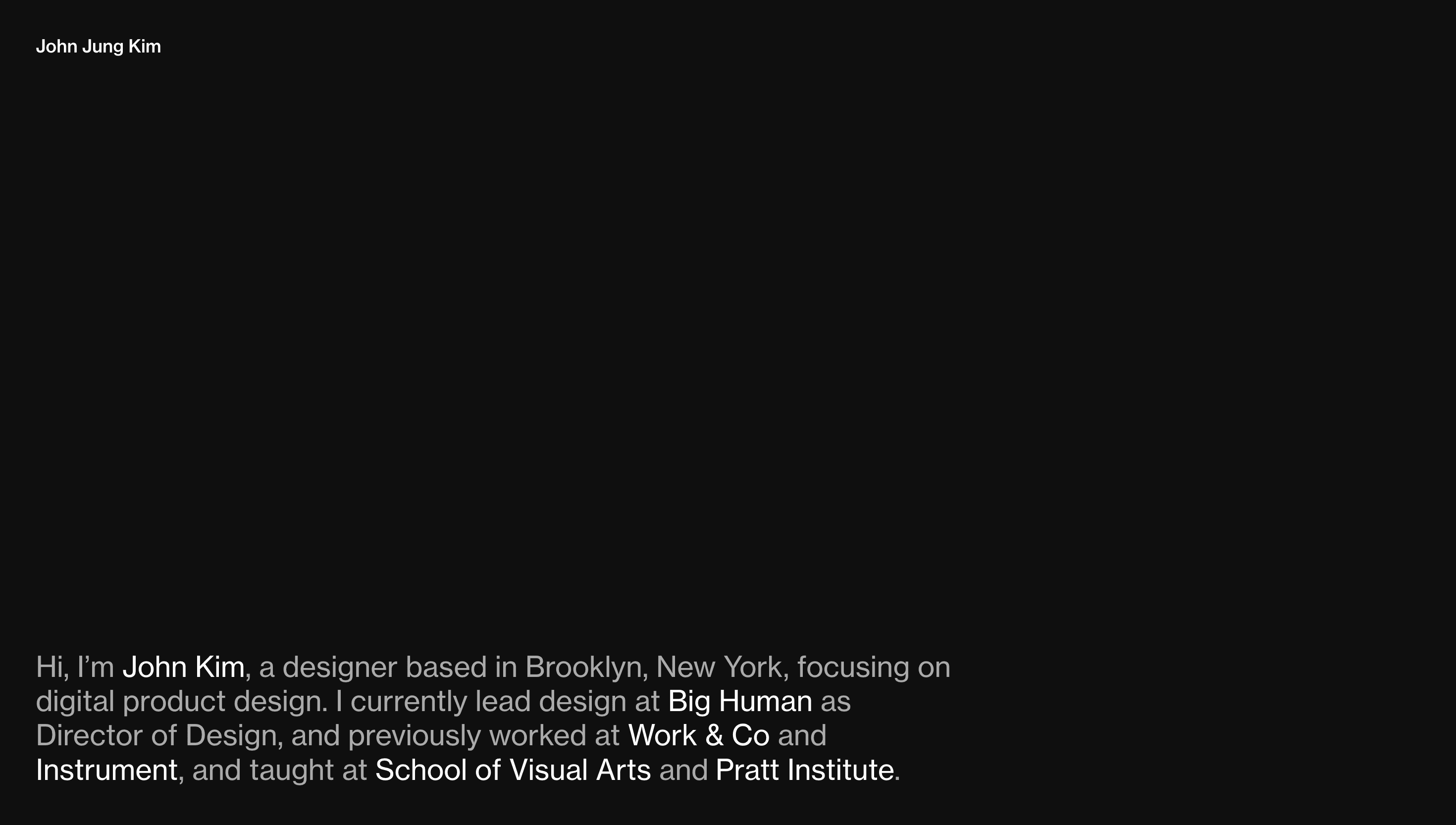 John Jung Kim — Designer, Branding website design