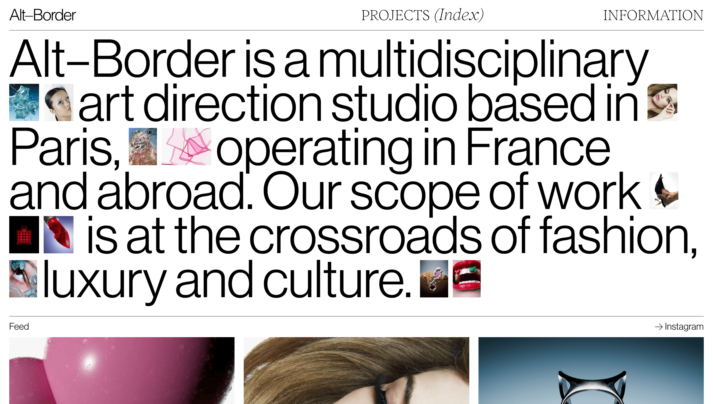 Alt–Border — Studio, Art website design