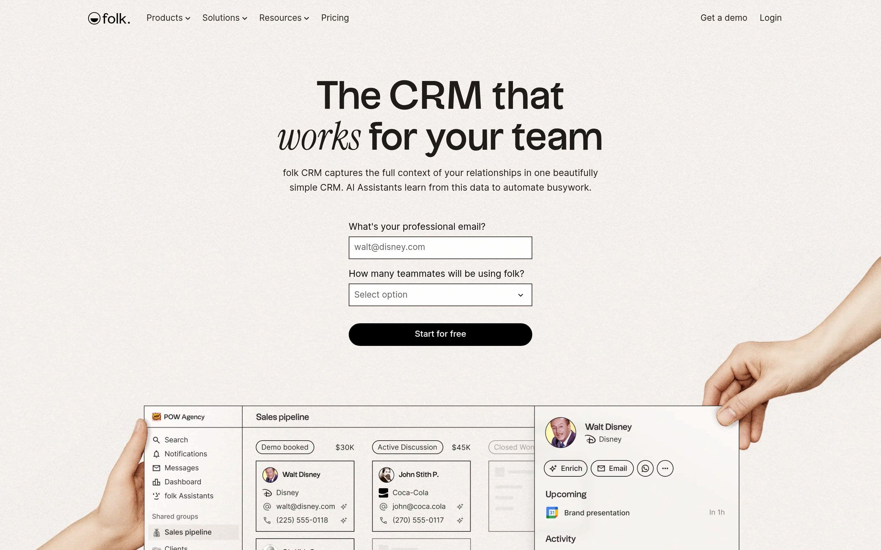 folk — Productivity, Networking website design