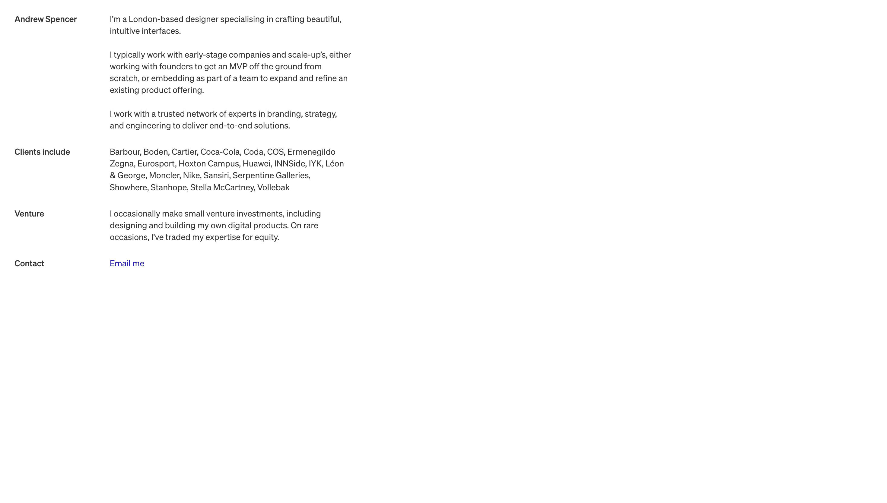 Andrew Spencer — Designer, Modern website design