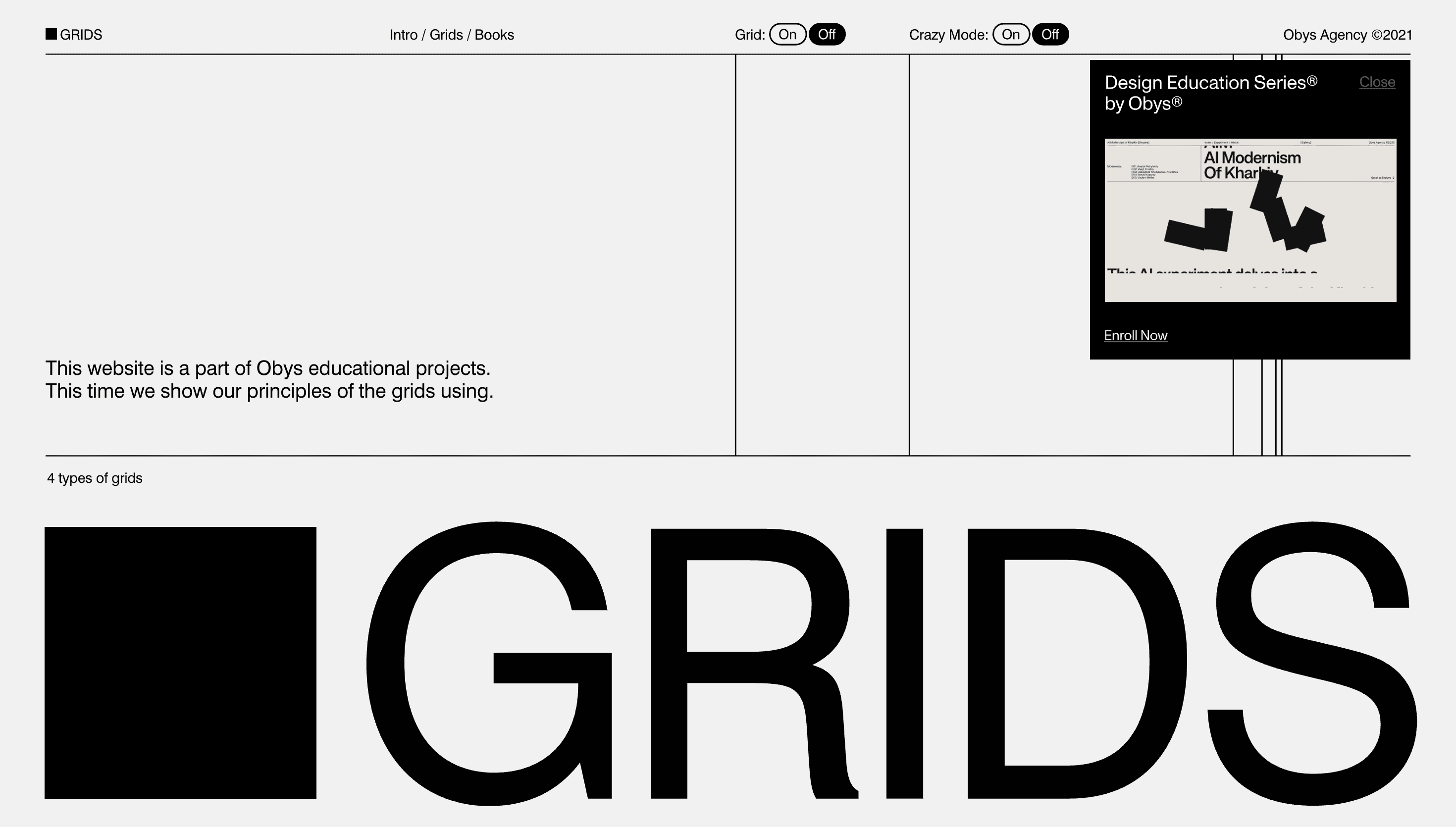 Grids Obys — Education, Storytelling website design